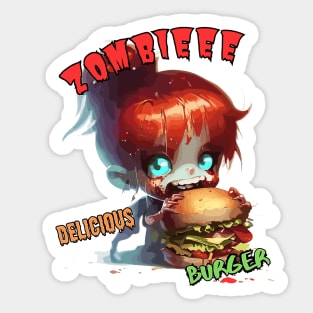 Zombie delicious burger, zomburger, zombie burger Sticker